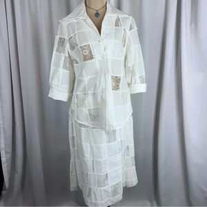 Vintage Renfrew White Lace Patchwork Skirt Set Made In USA Sz M/8 Cottagecore